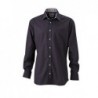 Men's Plain Shirt Gładka koszula męska JN619 - black/black-white
