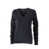 Ladies' V-Neck Pullover Pulower sweter z dekoltem w serek damski JN658 - black