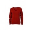 Ladies' V-Neck Pullover Pulower sweter z dekoltem w serek damski JN658 - bordeaux