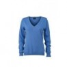 Ladies' V-Neck Pullover Pulower sweter z dekoltem w serek damski JN658 - glacier-blue