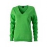 Ladies' V-Neck Pullover Pulower sweter z dekoltem w serek damski JN658 - green
