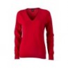 Ladies' V-Neck Pullover Pulower sweter z dekoltem w serek damski JN658 - red