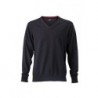 Men's V-Neck Pullover Pulower sweter z dekoltem w serek męski JN659 - black