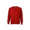 Men's V-Neck Pullover Pulower sweter z dekoltem w serek męski JN659 - bordeaux