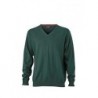 Men's V-Neck Pullover Pulower sweter z dekoltem w serek męski JN659 - forest green