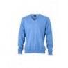 Men's V-Neck Pullover Pulower sweter z dekoltem w serek męski JN659 - glacier-blue