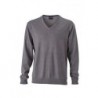 Men's V-Neck Pullover Pulower sweter z dekoltem w serek męski JN659 - grey-heather