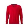 Men's V-Neck Pullover Pulower sweter z dekoltem w serek męski JN659 - red