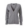 Ladies' V-Neck Cardigan Kardigan sweter z dekoltem w serek damski JN660 - grey-heather