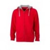 Men's Lifestyle Zip-Hoody Bluza z kapturem zapinana na zamek męska JN963 - red/grey-heather