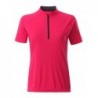 Ladies' Bike-T Half Zip T-shirt rowerowy z krótkim zamkiem damski JN513 - bright-pink/titan