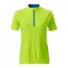 Ladies' Bike-T Half Zip T-shirt rowerowy z krótkim zamkiem damski JN513 - bright-yellow/bright-blue