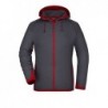 Ladies' Hooded Fleece Bluza polarowa z kapturem damska JN570 - carbon/red