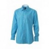 Men's Checked Shirt Koszula w kratę męska JN617 - turquoise/white