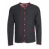 Men's Traditional Knitted Jacket Dzianinowa kurtka w tradycyjnym stylu męska JN640 - anthracite-melange/red/red