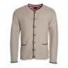 Men's Traditional Knitted Jacket Dzianinowa kurtka w tradycyjnym stylu męska JN640 - beige/anthracite-melange/red