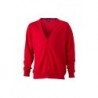 Men's V-Neck Cardigan Kardigan sweter z dekoltem w serek męski JN661 - red