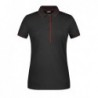 Ladies' Polo Striped Koszulka polo z kontrastową plisą damska JN727 - black/red