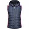 Ladies' Knitted Hybrid Vest Bezrękawnik hybrydowy dwutkaninowy damski JN767 - pink-melange/anthracite-melange