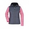 Ladies' Knitted Hybrid Jacket Kurtka hybrydowa dwutkaninowa damska JN771 - pink-melange/anthracite-melange
