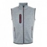 Men's Knitted Fleece Vest Bezrękawnik polarowy o splocie swetrowym męski JN774 - light-grey-melange/red