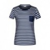 Ladies' T-shirt Striped T-shirt damski organic w paski 8027 - navy/white