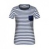 Ladies' T-shirt Striped T-shirt damski organic w paski 8027 - white/navy