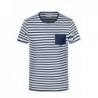 Men's T-shirt Striped T-shirt męski organic w paski 8028 - white/navy