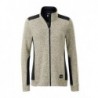 Ladies' Knitted Workwear Fleece Jacket - STRONG - Bluza polar o splocie swetrowym robocza damska -STRONG- JN861 - stone-melange/black