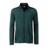 Men's Knitted Workwear Fleece Jacket - STRONG - Bluza polar o splocie swetrowym robocza męska -STRONG- JN862 - dark-green-melange/black