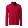 Men's Knitted Workwear Fleece Jacket - STRONG - Bluza polar o splocie swetrowym robocza męska -STRONG- JN862 - red-melange/black