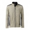 Men's Knitted Workwear Fleece Jacket - STRONG - Bluza polar o splocie swetrowym robocza męska -STRONG- JN862 - stone-melange/black