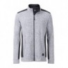 Men's Knitted Workwear Fleece Jacket - STRONG - Bluza polar o splocie swetrowym robocza męska -STRONG- JN862 - white-melange/carbon