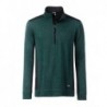 Men's Knitted Workwear Fleece Half-Zip - STRONG - Bluzapolarowa robocza męska na krótki zamek  -STRONG- JN864 - dark-green-melange/black