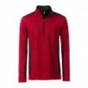 Men's Knitted Workwear Fleece Half-Zip - STRONG - Bluzapolarowa robocza męska na krótki zamek  -STRONG- JN864 - red-melange/black