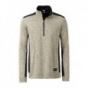 Men's Knitted Workwear Fleece Half-Zip - STRONG - Bluzapolarowa robocza męska na krótki zamek  -STRONG- JN864 - stone-melange/black