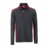 Men's Workwear Sweat Jacket - COLOR - Kurtka na zamek ze stójką męska -COLOR- JN870 - carbon/red