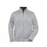 Men's Knitted Workwear Fleece Jacket - SOLID - Bluza robocza polarowa o splocie swetrowym męska - SOLID - JN898 - white-melange/carbon