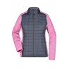 Ladies' Knitted Hybrid Jacket Damska kurtka Hybrid JN741 - pink-melange/anthracite-melange