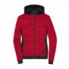 Ladies' Padded Hybrid Jacket Damska hybrydowa kurtka dzianinowo polarowa JN1843 - red-melange/black