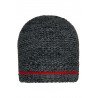 Coarse Knitted Beanie - MB7406 - black-melange/red