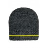 Coarse Knitted Beanie - MB7406 - black-melange/yellow